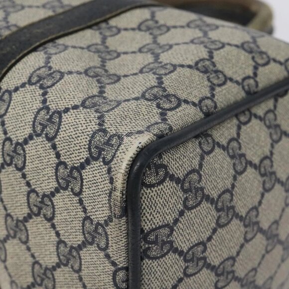 GUCCI GG Supreme Sherry Line Hand Bag PVC Navy Gold Red - Picture 11 of 16